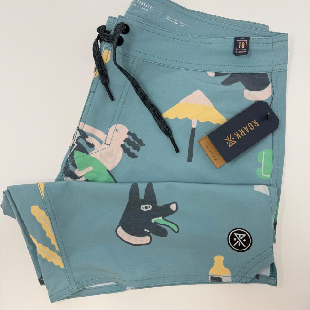 ROARK PASSAGE 18" Boardshorts Mens Size 32 Graphic Print Quick Dry Swim Surf NEW